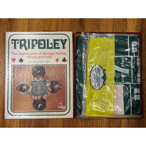 Vintage Tripoley Vinyl Mat Cadaco Hearts Rummy Poker Card Game 1960s - Picture 5 of 7
